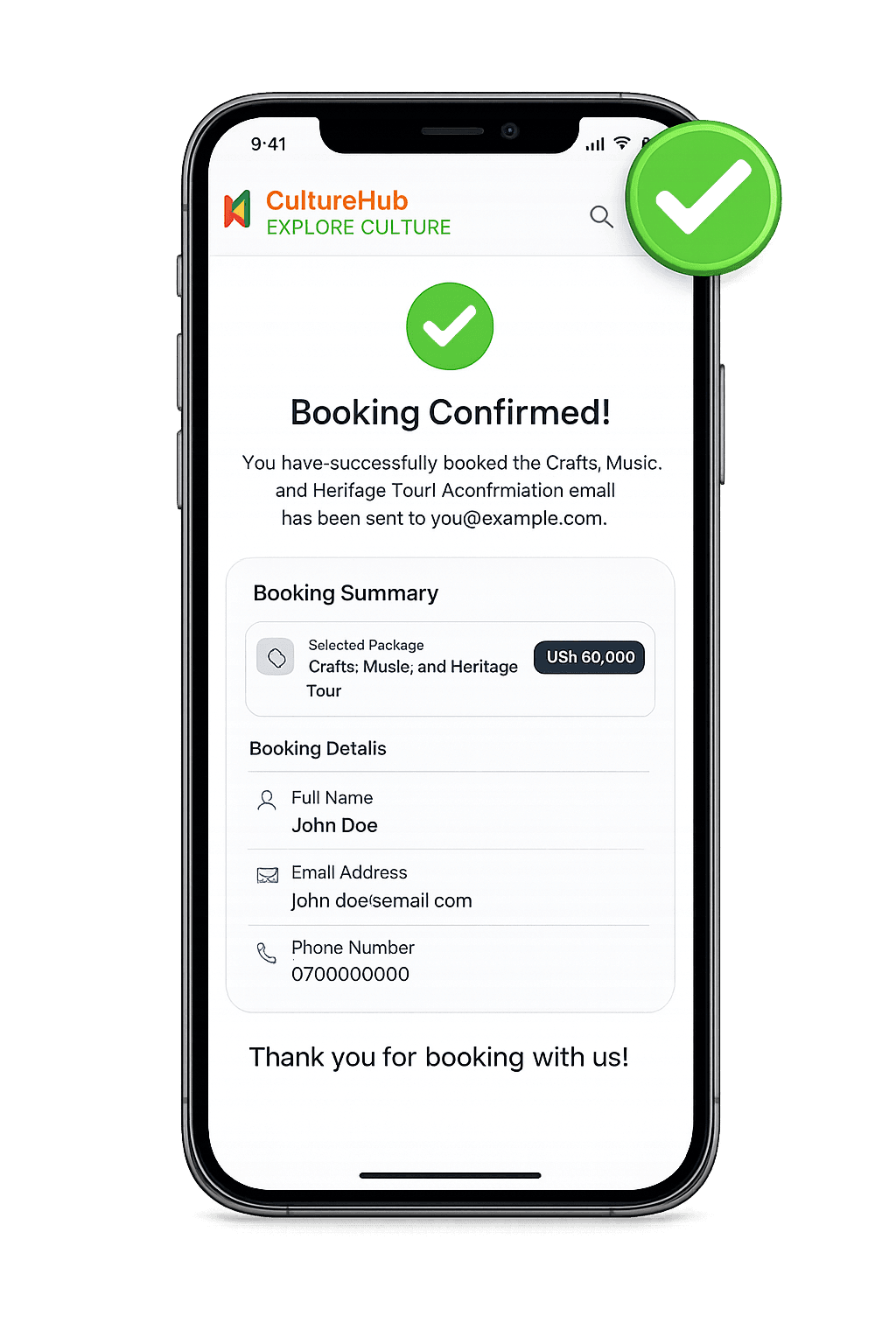 Booking confirmation preview